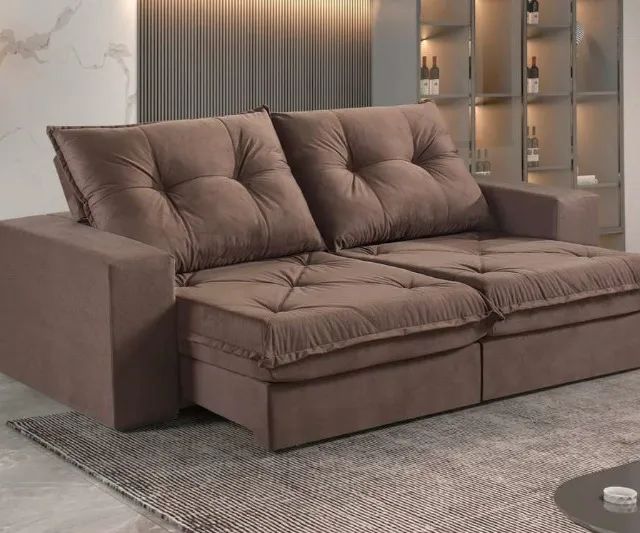 Sofá 2,10m Retrátil/Reclinável Molas Ensacadas D28 c/ Pillow Super Lindo Fazemos Entrega - Foto 2