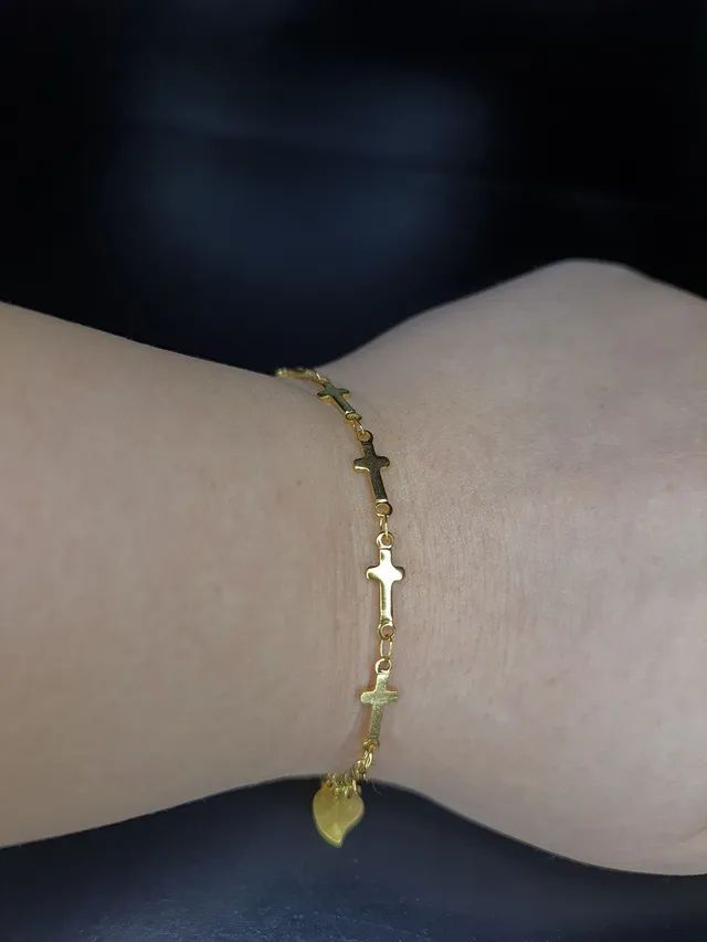 Pulseira dourada trançada ou cruz - Foto 5