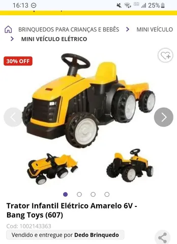 Trator infantil elétrico, reboque com função basculante, assento de couro,  buzina, controle remoto, LED, som do motor – BLAKHOLE