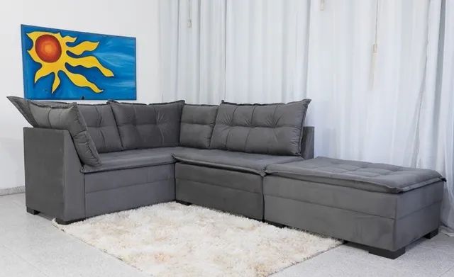 Sofá de Canto com Puff Saturno OFERTA p654