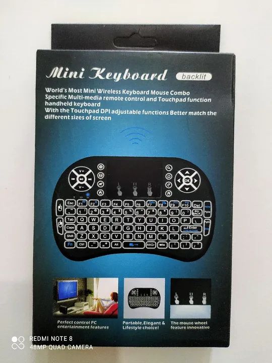 Mini Teclado Wireless com Mouse Touchpad - Controle Remoto