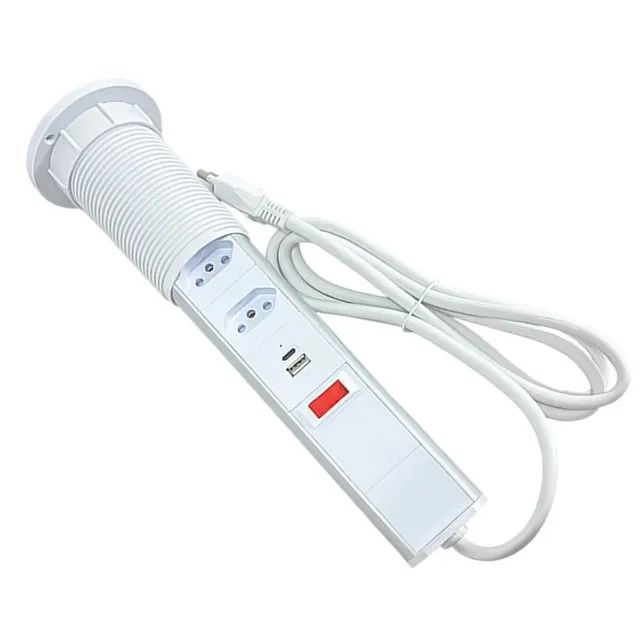 Torre de Tomada Retrátil 3 Tomadas com Entradas USB e Tipo C (branco) - Foto 3