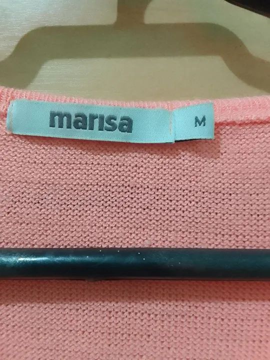 Camisa de tricô rosa com flor branca - Foto 2