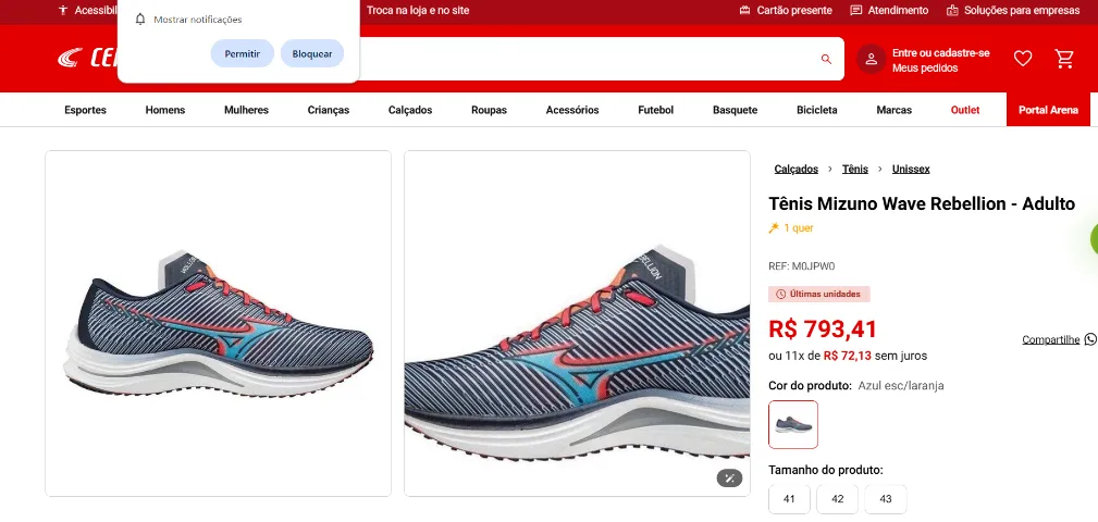 Tênis de Corrida Unissex Mizuno Wave Rebellion menos da metade do preço