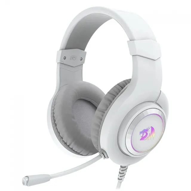 Headset Gamer Redragon Hylas USB Surround 7.1 Branco H371W Led RGB - WZetta