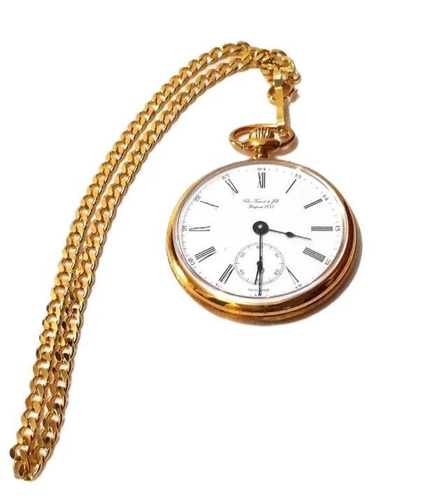 relógio de bolso tissot legítimo, mostrador branco com corrente para colecionador - Foto 2
