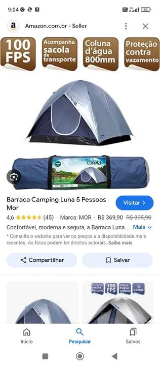 Barraca de 5 pessoas camping acampamento novas luna - Foto 2