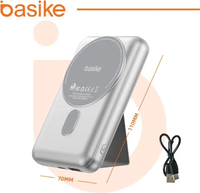Basike Power Bank, 10000mAh Carregador Portátil Universal por Indução - Foto 2