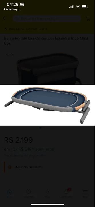 Berço Portátil Co-sleeper Essential Azul Maxi Cosi - Foto 2