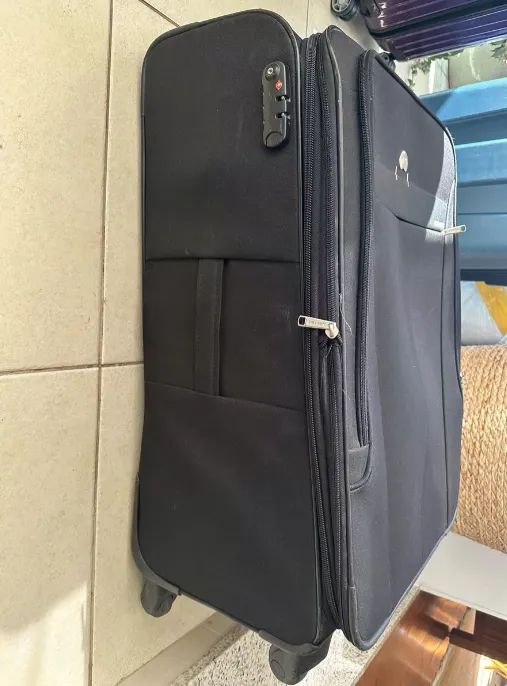 Mala De Viagem Delsey Grande Preta Duplo Zíper Anti Furto - Foto 2