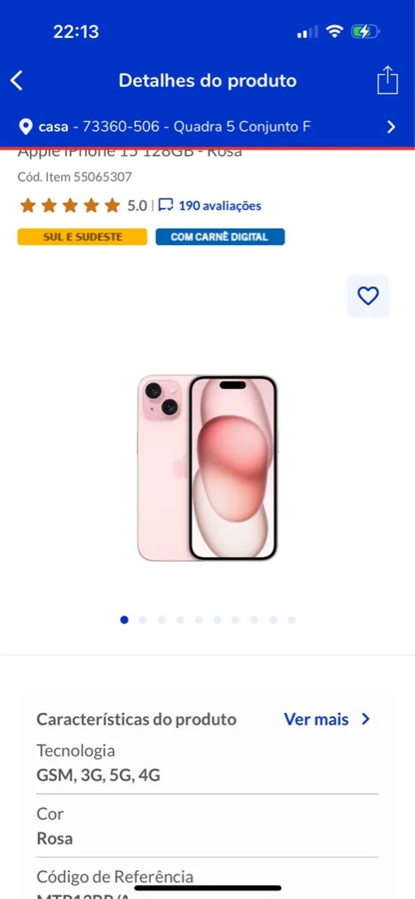 Apple IPhone 15 128GB-Rosa 