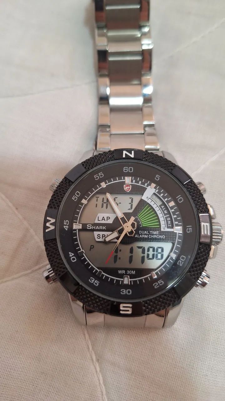 Shark 47mm Dual Time Digital e Analógico - Relógio Gringo - Foto 5