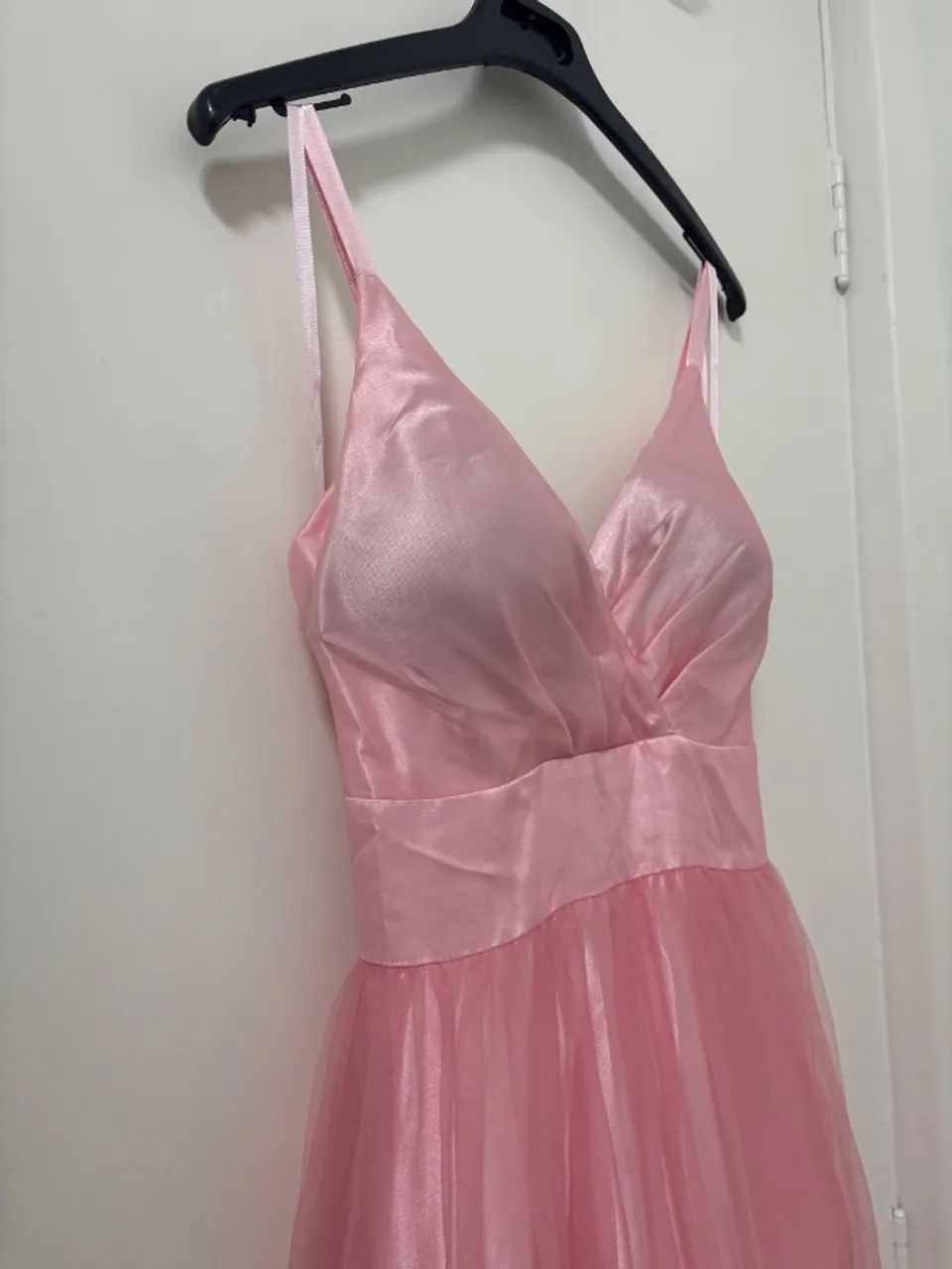 Vestido Rosa de Cetim com Tule - Foto 2