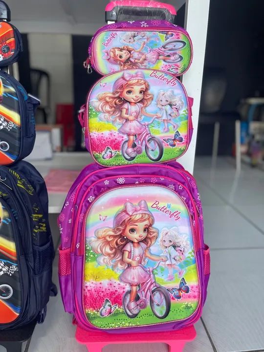 Mochilas Infantis carrinho com 3 peças  - Foto 2