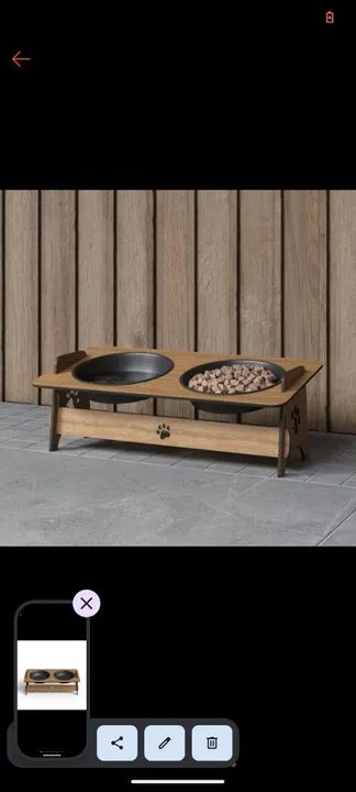 Jogo de Comedouro para Cães em Madeira - Foto 2