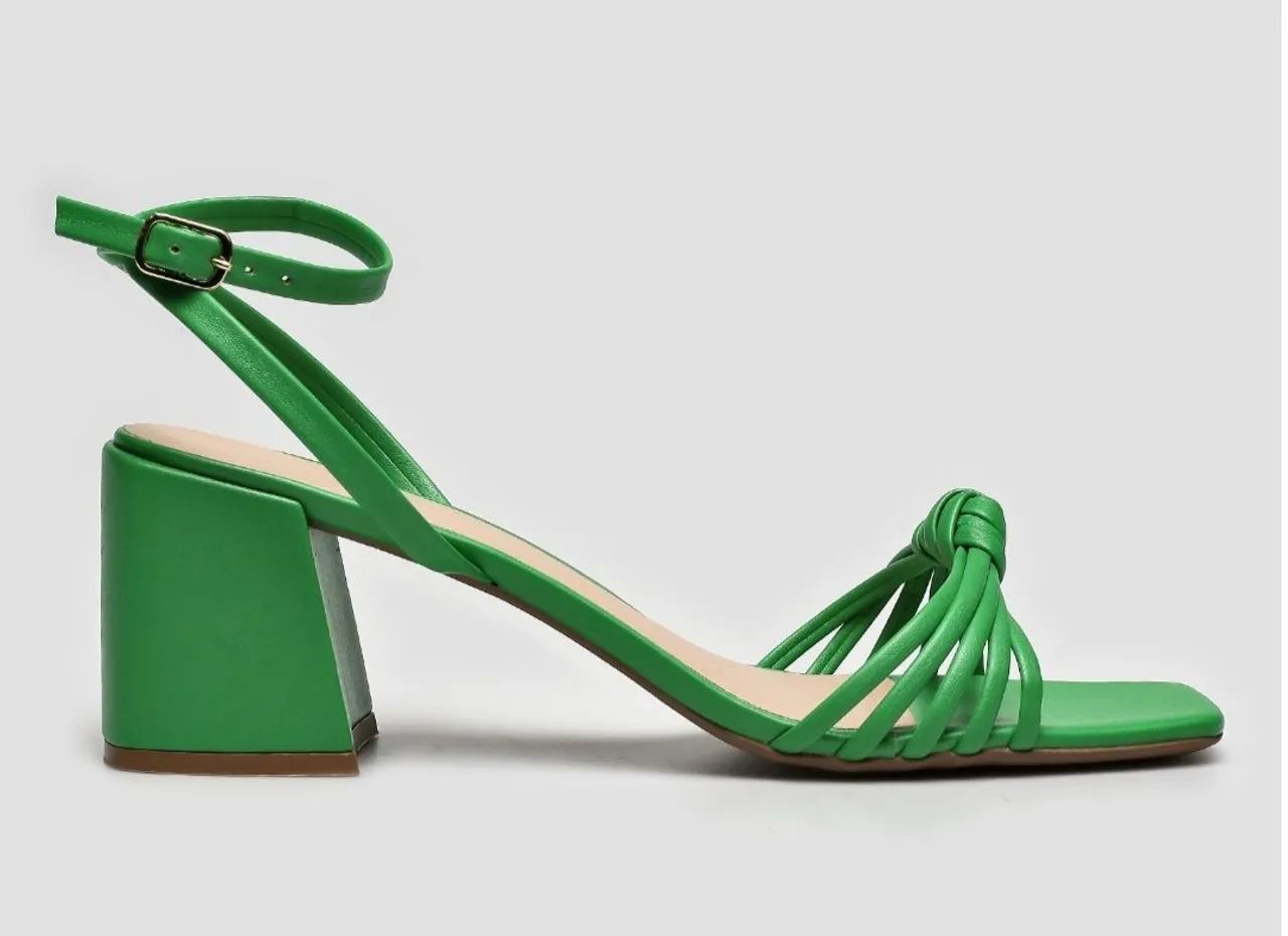 Sandália Feminina Verde com Salto Bloco e Detalhe Nó - Foto 2
