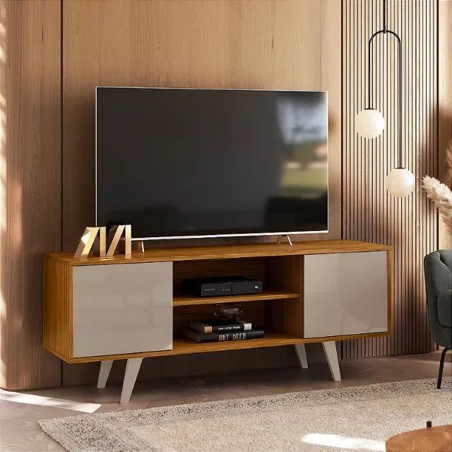 Rack Bancada Lisboa Para Tv 50 Polegadas Fendi/Naturale 
