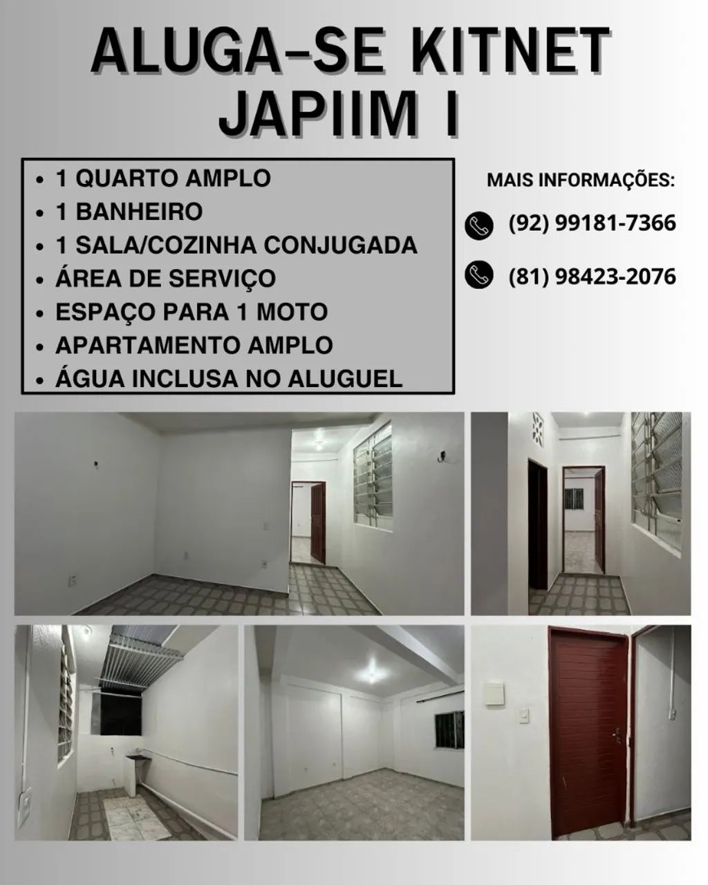 ALUGA-SE KITNET COMPLETA - JAPIIM I