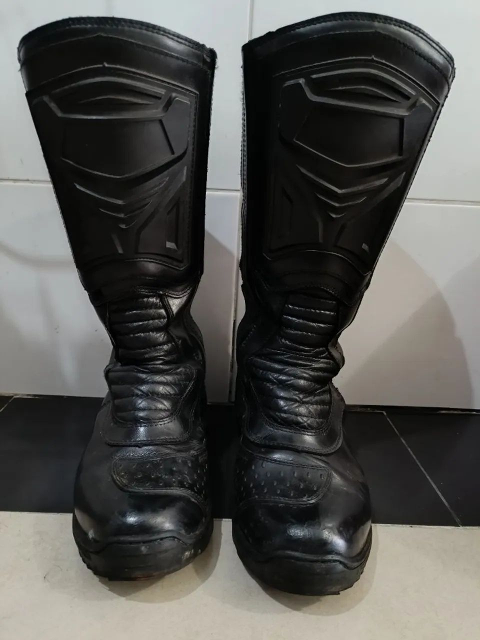 Botas de Moto em Couro Preto