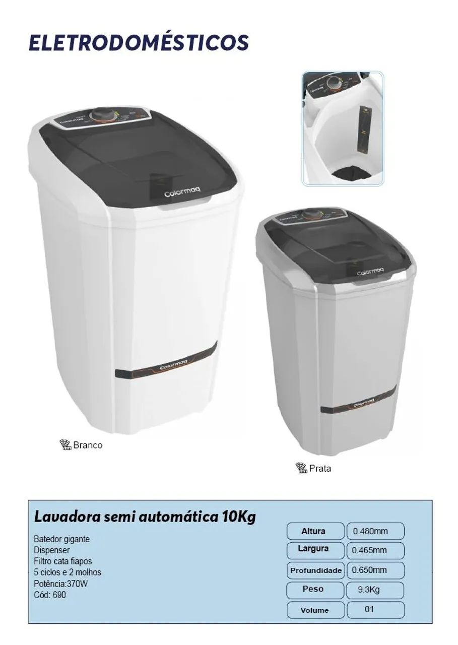 Lavadora Semi Automática Colormaq 10kg