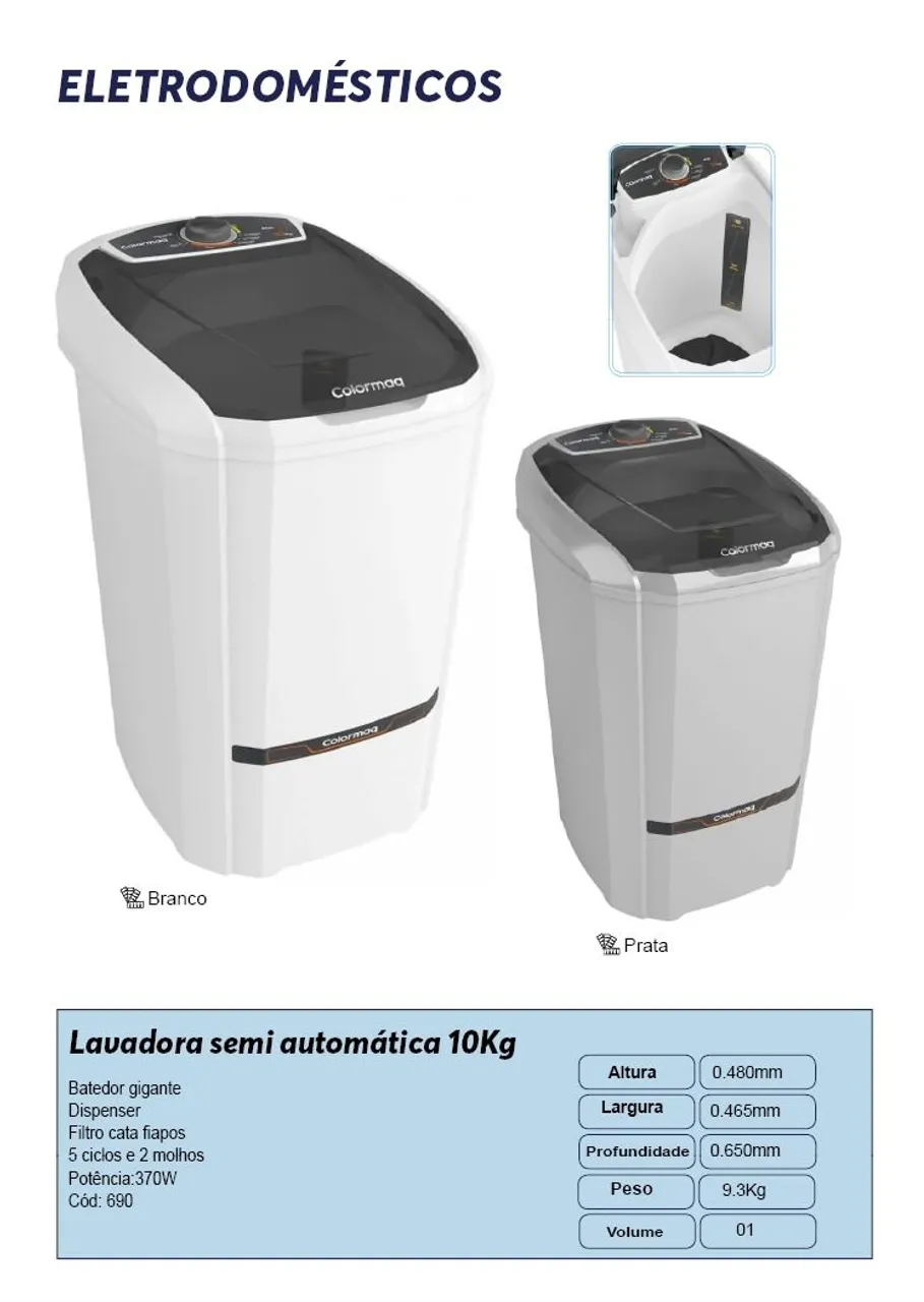 Lavadora Semi Automática Colormaq 10kg