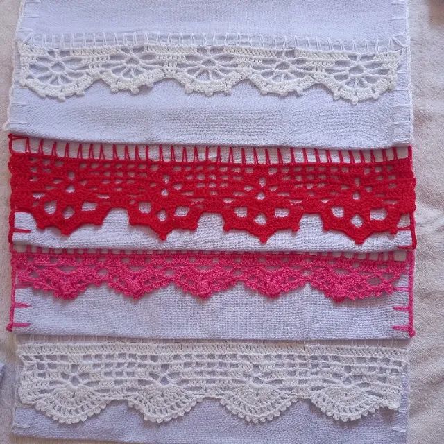 Panos de prato com acabamento em crochê. - Foto 4