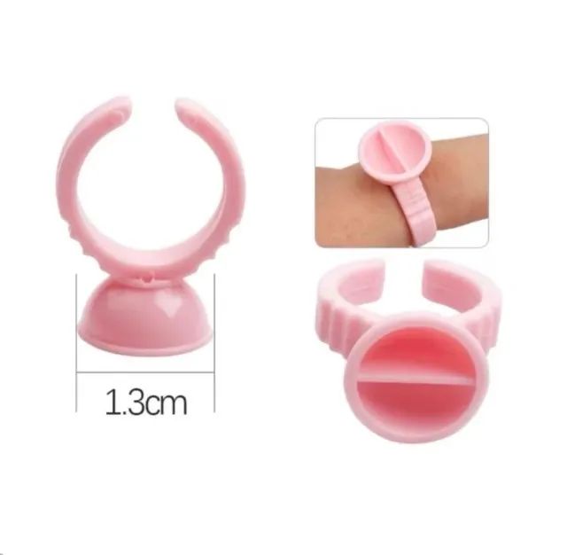 Kit 100 unidades Anel Batoque Descartável com divisória para alongamento de cílios e henna - Foto 3