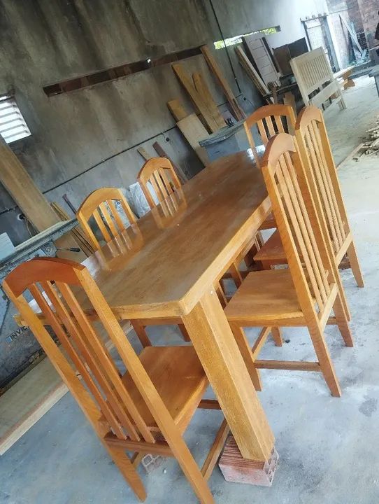 Conjunto de mesa de jantar com 6 cadeiras  - Foto 2