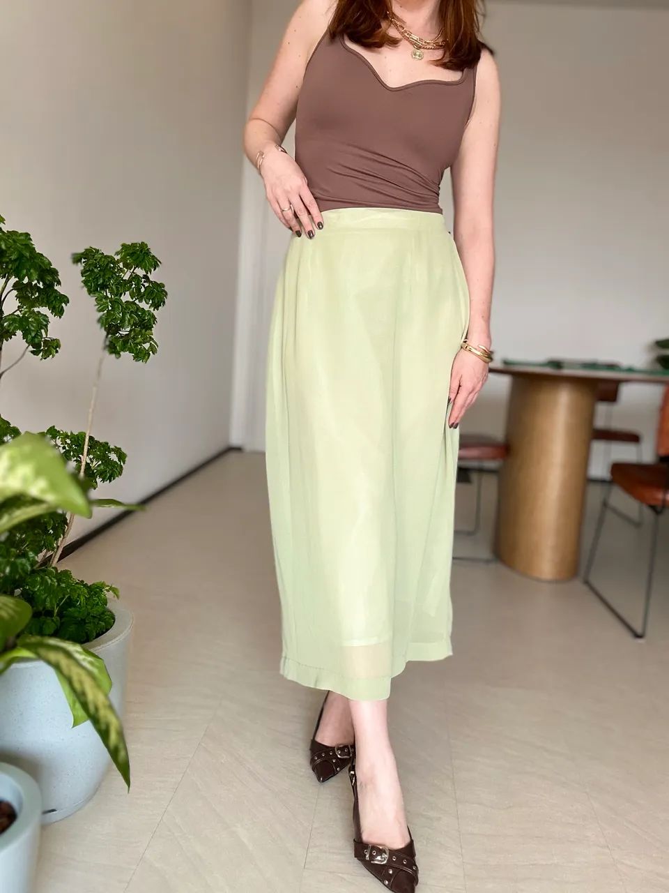 Saia Midi G Verde Pistache