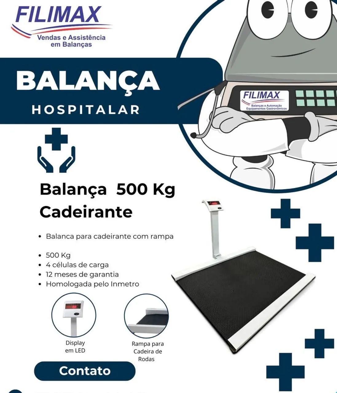 Balança cadeirante 500kg plataforma 