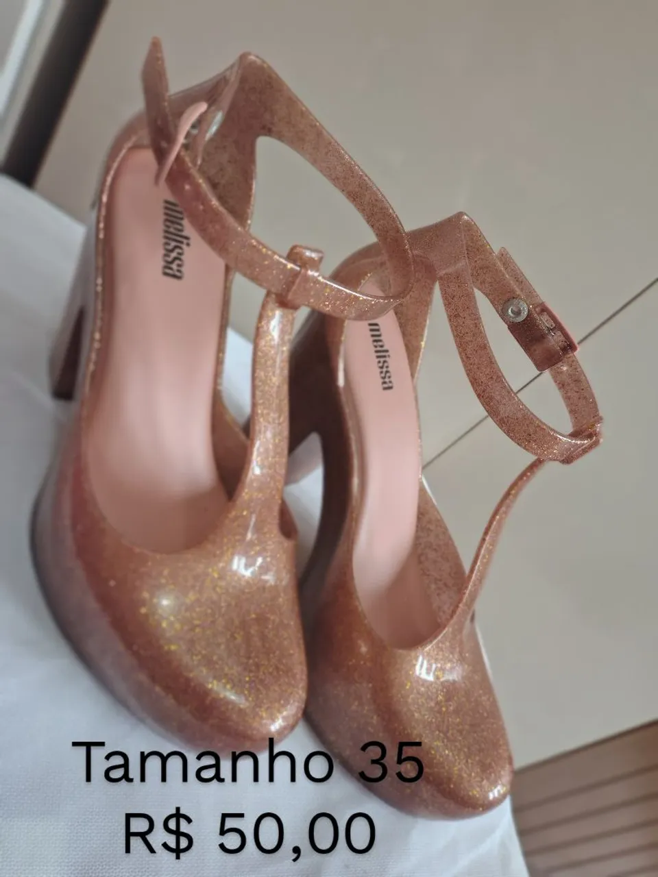 Sandália Melissa Rosa Glitter Tamanho 35