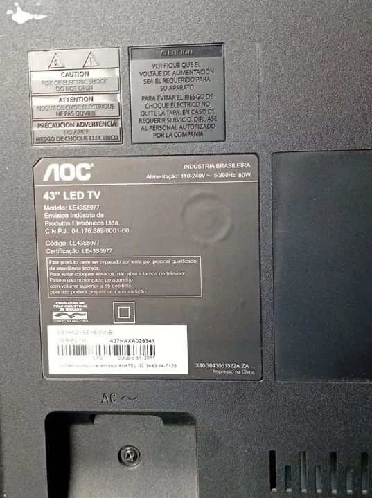TV AOC LED 43 polegadas com tela trincada - Foto 3