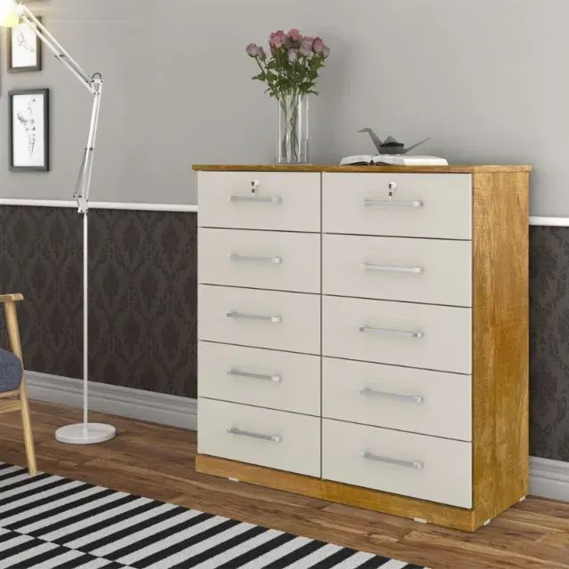 Cômoda Vane Cinamomo/Off 10Gvs JL Móveis - Entrega Rápida! 