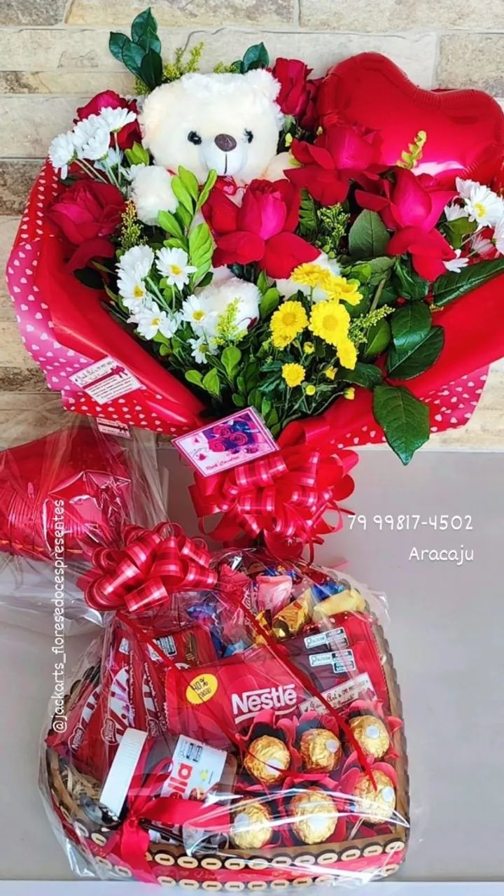 Cesta de café da manhã e de chocolate, buquê de rosas, girassol, presentes em Aracaju - Foto 3