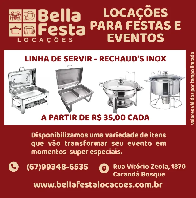 Locamos Rechaud's para Festas e Eventos