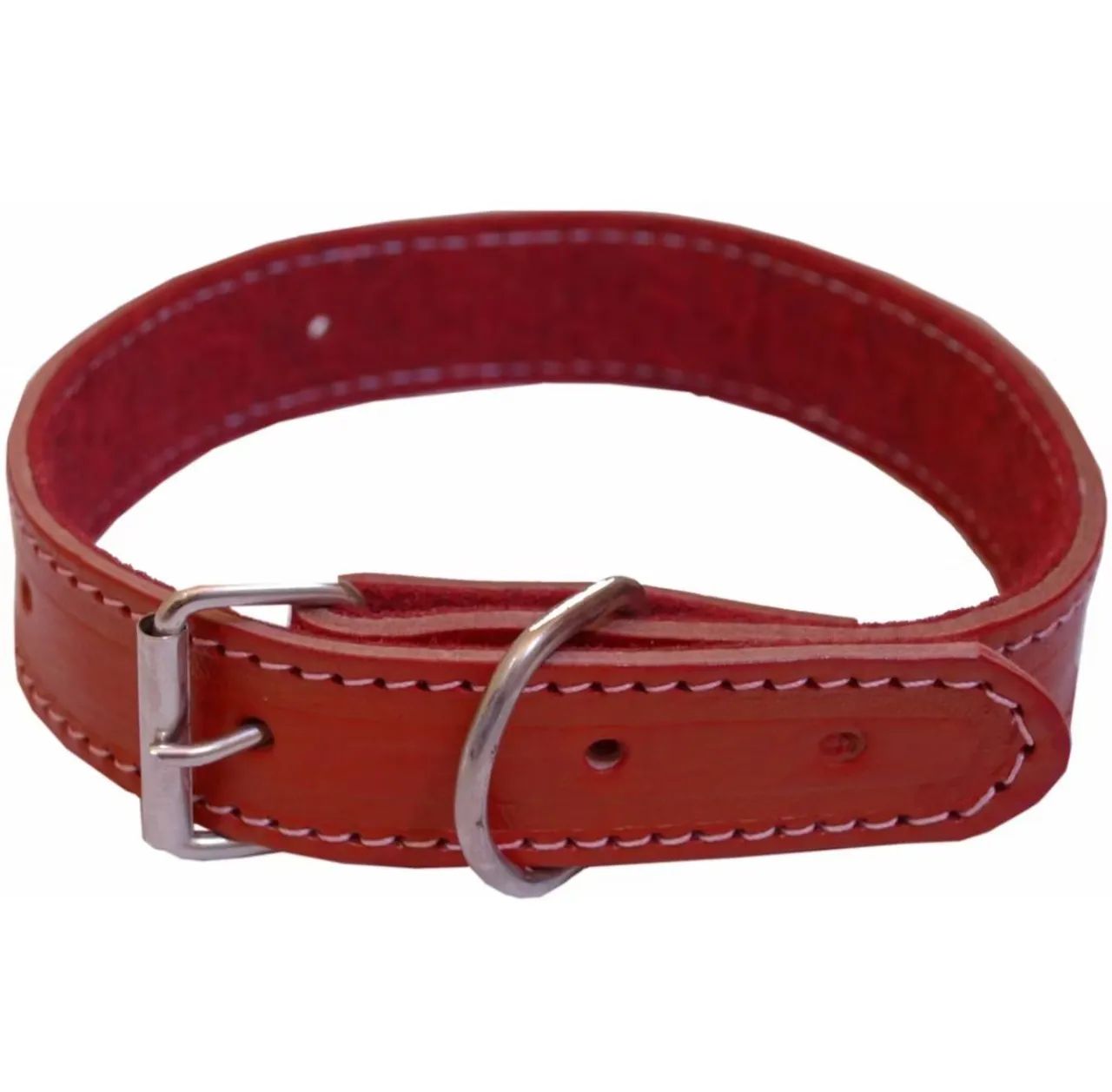 Coleira Canina de Couro vermelho / Nª5