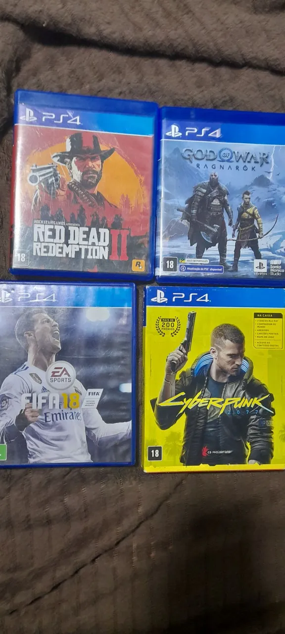 4 Jogos de PS4 - Red Dead Redemption 2, God of War Ragnarok, Cyberpunk e Fifa 18