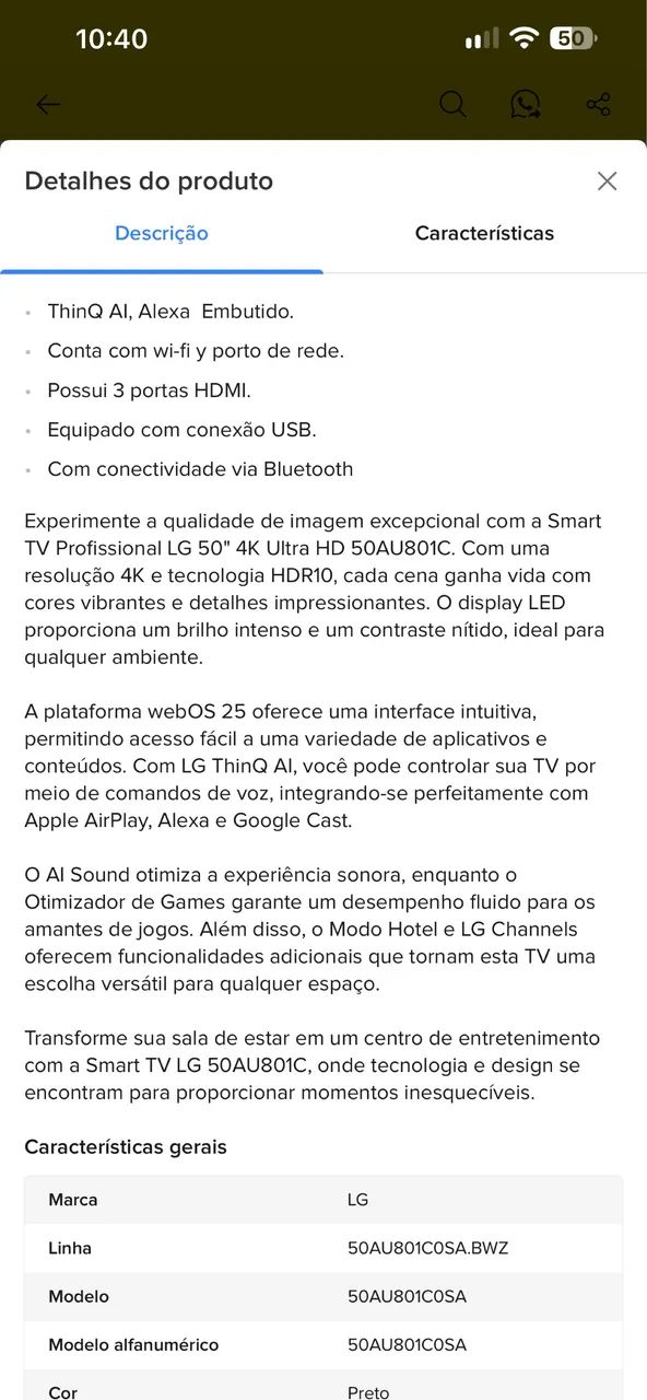 TV LG 50 Polegadas 4k, Com alexa, comando por voz  - Foto 4