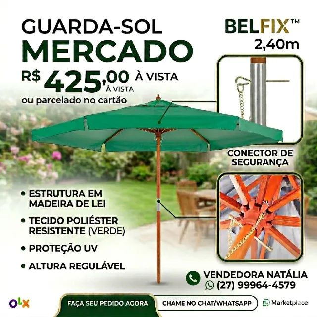 OMBRELLONE COR VERDE MARCA BELFIX 2,40 CM