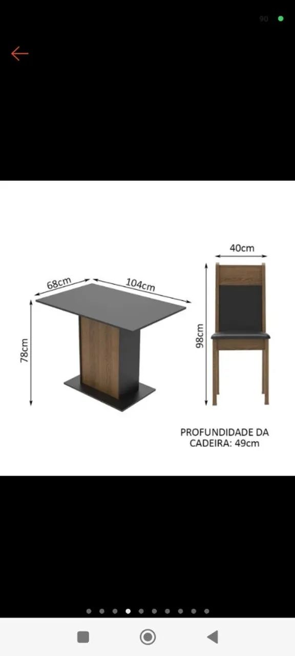 Mesa de jantar com 4 cadeiras