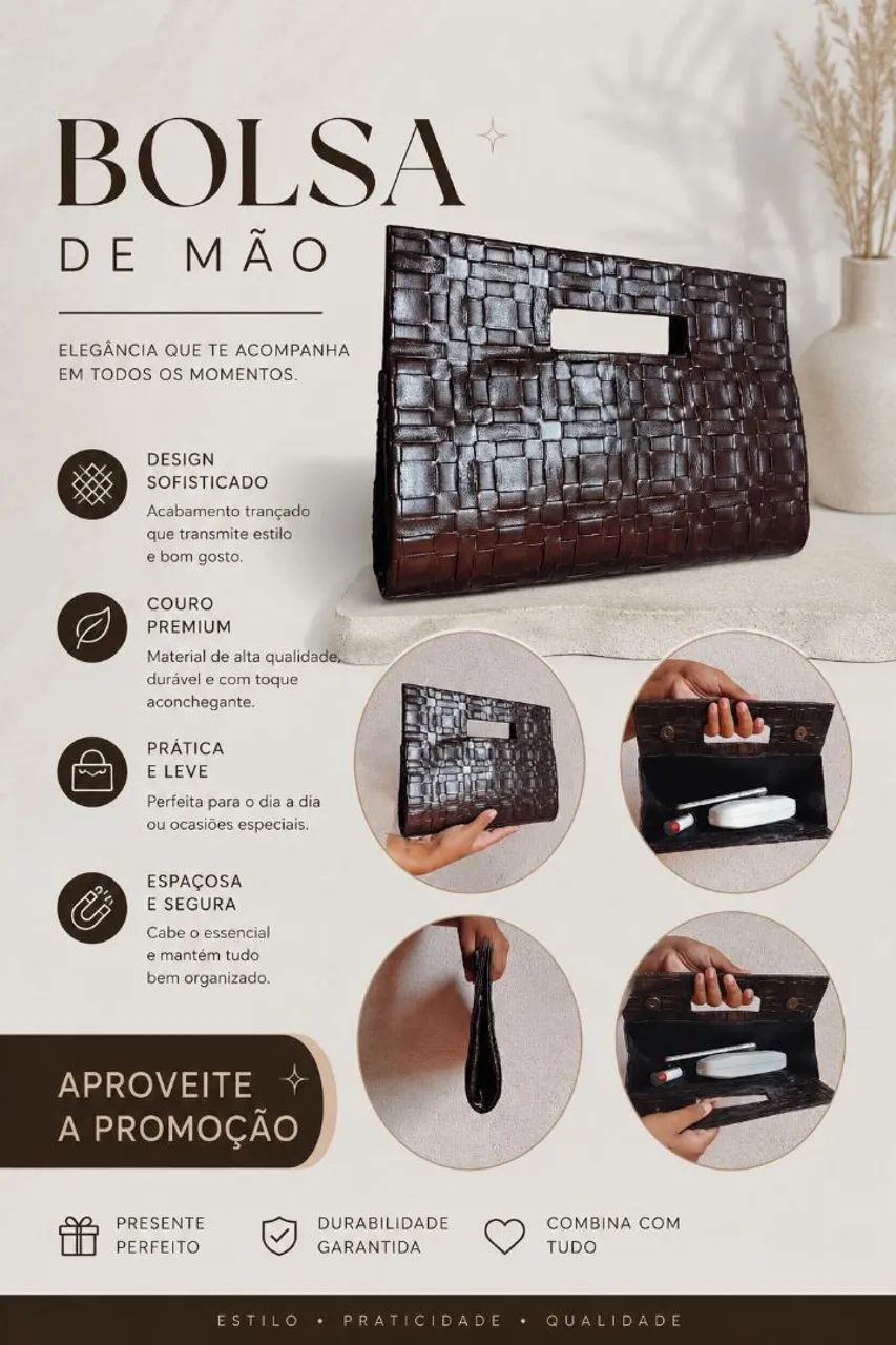 Bolsa de Mão em couro - Foto 5