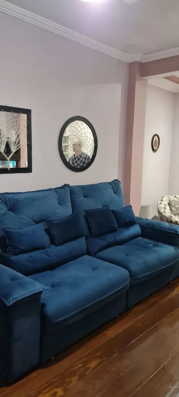 Sofá Retrátil Reclinável Azul-marinho, com 2,50m de comprimento  - Foto 2