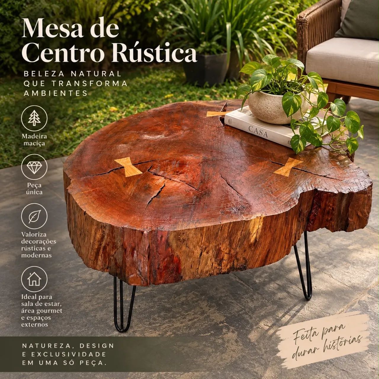 Mesa de centro rústica 