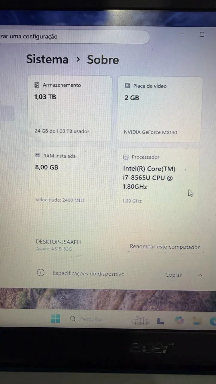 NOTEBOOK ACER ASPIRE 5 - CORE i7 + NVIDIA MX130 - Foto 2