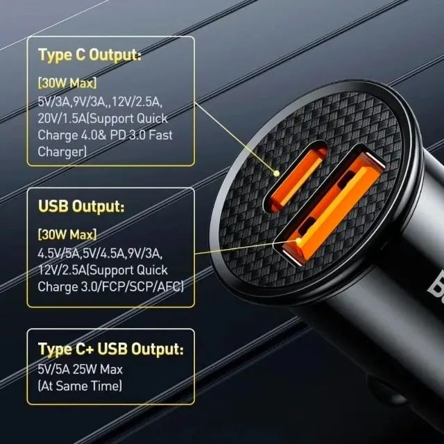 Carregador veicular Baseus 30w - Foto 5