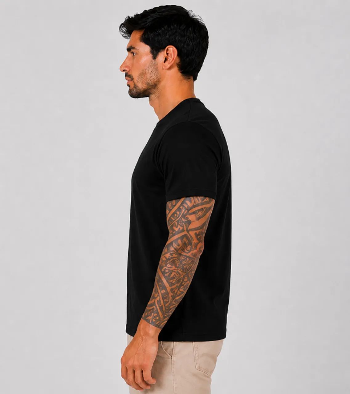 Camiseta Algodão Penteado Preta - Foto 3