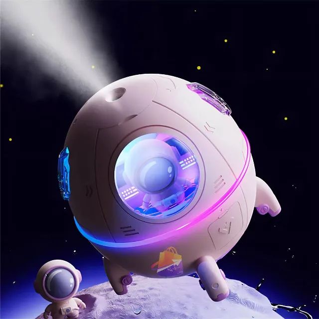 Umidificador Difusor De Ar Astronauta Nave Espacial Com Led Usb - Foto 4