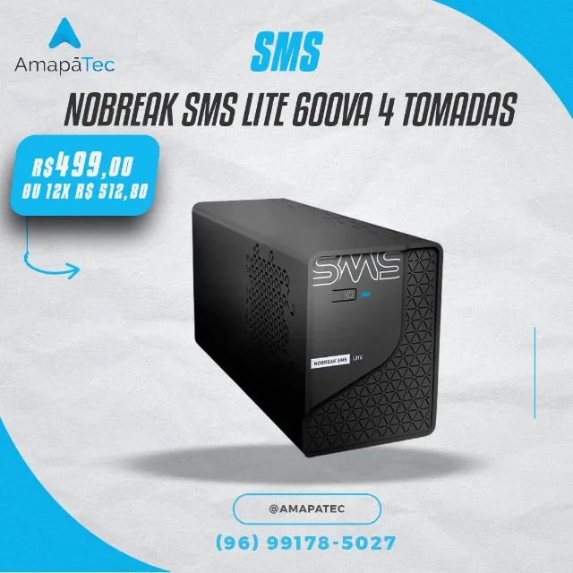 Nobreak Sms Lite 600VA 4 Tomadas Bivolt
