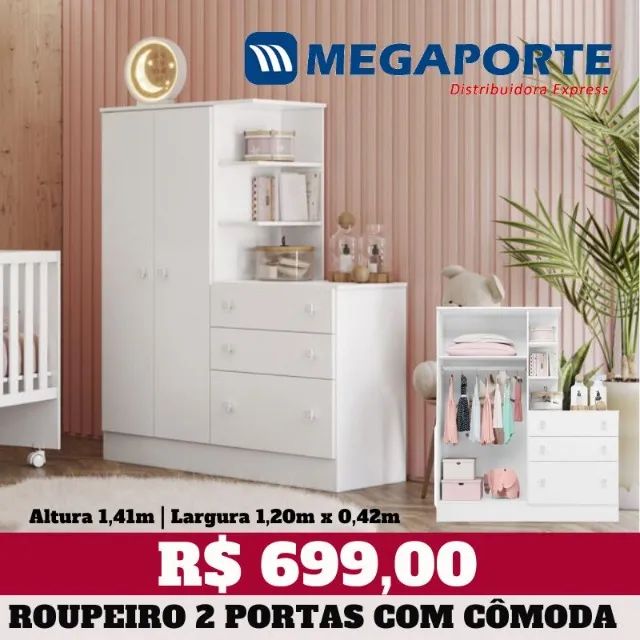 Guarda Roupa com Cômoda 3 Gavetas (Novo) Entrega Grátis!  - Foto 4