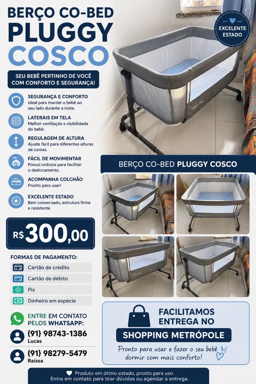 Berço co-bed pluggy cosco